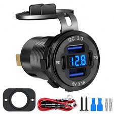 12-24V 4 Port Fast Car Charger QC3.0  PD USB C Outlet Socket for Boat RV Marine