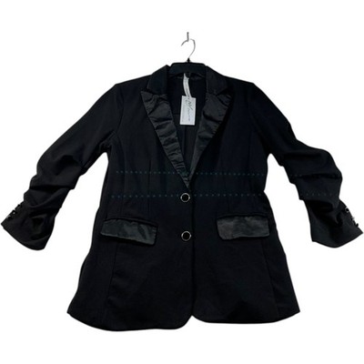 NY Collection Blazer Womens Size Small Petite SP Black 2 Buttons New