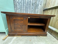 Solid Wood TV Unit Cargo HomeShop Media Cabinet Dark Oak Timber Stand Rustic