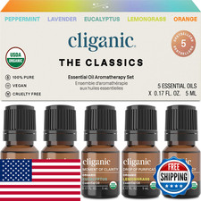 Cliganic Organic Essential Oils Set Top 5 - The Classics - 100 Pure Natural -