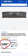 CORSAIR - VENGEANCE 32GB (2x16GB) DDR5 5600MHz C40 UDIMM Desktop Memory - Black