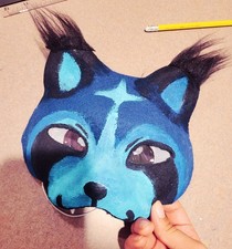 Blue Lynx Therian/Furry Mask Cute Cosplay Quadrobics Hand Made