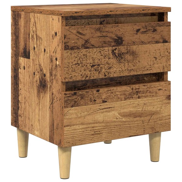Bettschrank Altholz 40X35X50 Cm, Massivholz Nachttisch Schrank-image