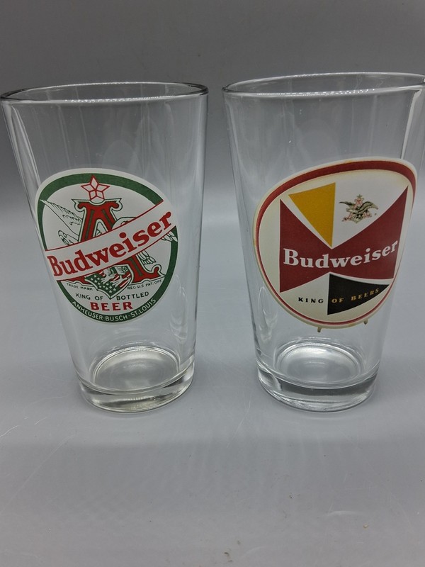 Single Budweiser Beer Glass w/Anheuser Busch Logo Tapered Style 16 oz.