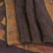 Sanskriti Vintage Purple Sarees Pure Silk Woven Craft Fabric 5 Yard Premium Sari