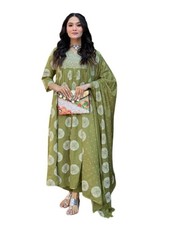 Women's Printed Anarkali Embroidered Kurta with Palazzo  Dupatta Set