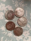 Canadian Silver Dollars Lot of 5 with different years - 1962, 1964, 1965, 2x1967