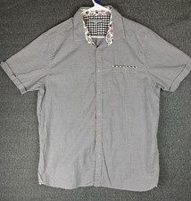 Ted Baker London Shirt Mens 5 Plaid Floral Collar Short Sleeve Button Up