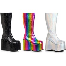 Ellie 5" Chunky Heel Platform Boot 500 Amara Blk Knee High