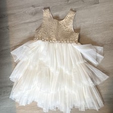 American Princess Ivory Gold Girls Formal Dress Size 4 Flower Girl