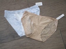 2-PACK SOMA VANISHING EDGE LACE BACK BIKINI PANTIES SILVER/AMBER SIZE SMALL