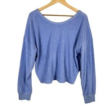 Aerie Terry Cloth Cinch Sweatshirt blue relaxed sz M blue