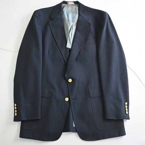 Vtg Austin Reed 38R Navy Blue Hopsack Gold Button Mens Suit Blazer Sport Jacket