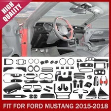 Carbon Fiber Interior Decor Center Console Steering Trim For 15-18 Ford Mustang