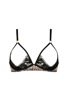 Atelier Amour Bügel BH in schwarz leo Spitze Bänder Gr. S M L NP 75  