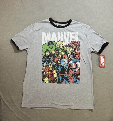 The Avengers Heroes Shirt Mens Extra Large Gray Graphic Short Sleeve Tee.