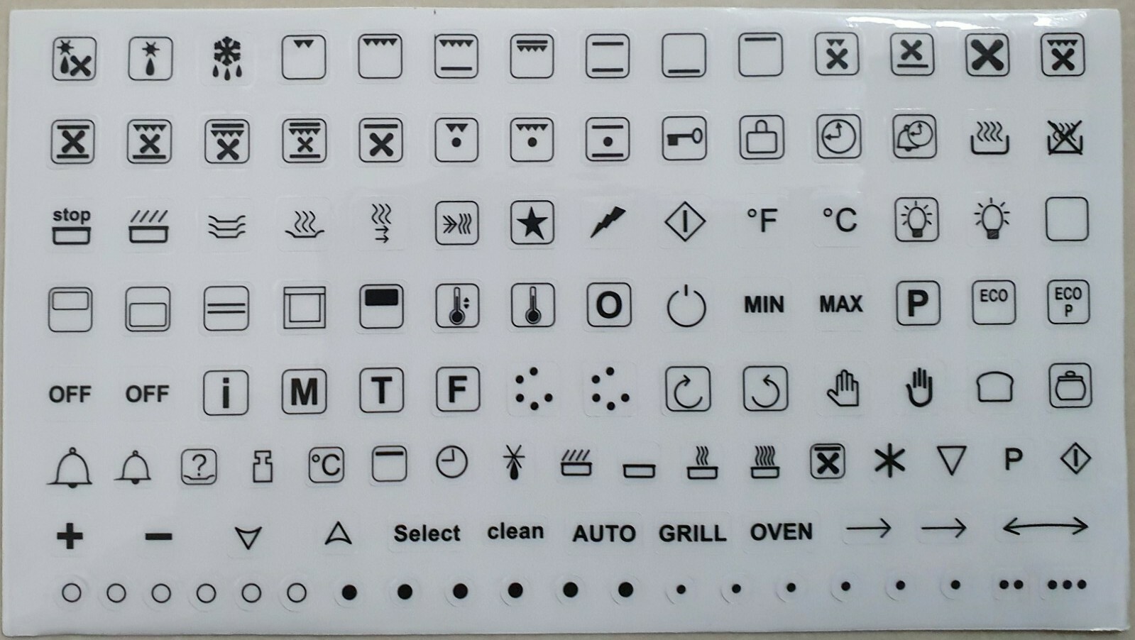 Part No.1000002 Oven Range Stove Cooker Decals Display Sticker Symbol ...