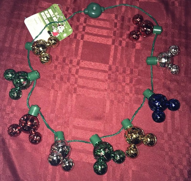 Disney Parks Holiday Jingle Bell Glow Christmas Necklace Light Up