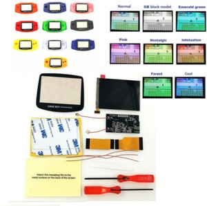 8 Couleurs GBA V2 IPS Feux arrière LCD Mod. & GBA Kit de coques pré-coupées pour boîtier complet