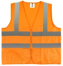 TR Industrial Orange High Visibility Safety Vest, Class 2, 2 Pockets, Knitted