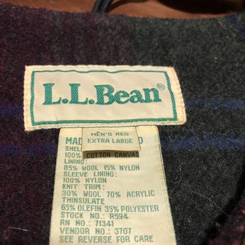 Vintage LL Bean Denim Coat Purple Blue Full Zip Wool Lined Leather Collar - Picture 5 of 20