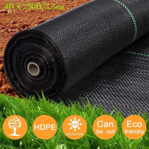 Garden Ground Cover 4x250ft Heavy Woven Weed Barrier, Plastic Mulch Weed Block