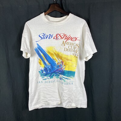 Vintage 1992 Star & Stripes America's Cup Defense Sailing T-shirt