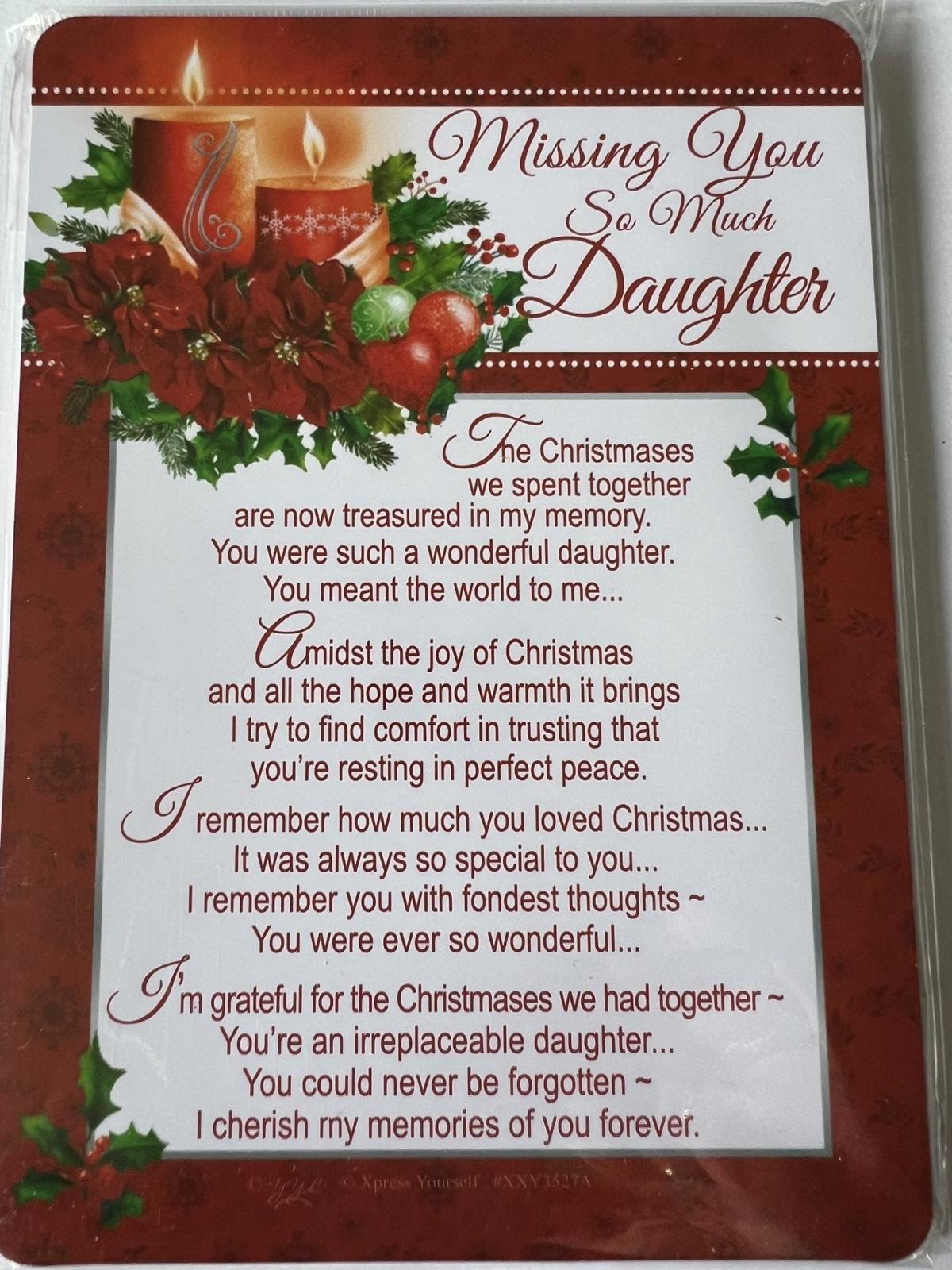 Daughter Christmas Graveside Memorial Verse Keepsake