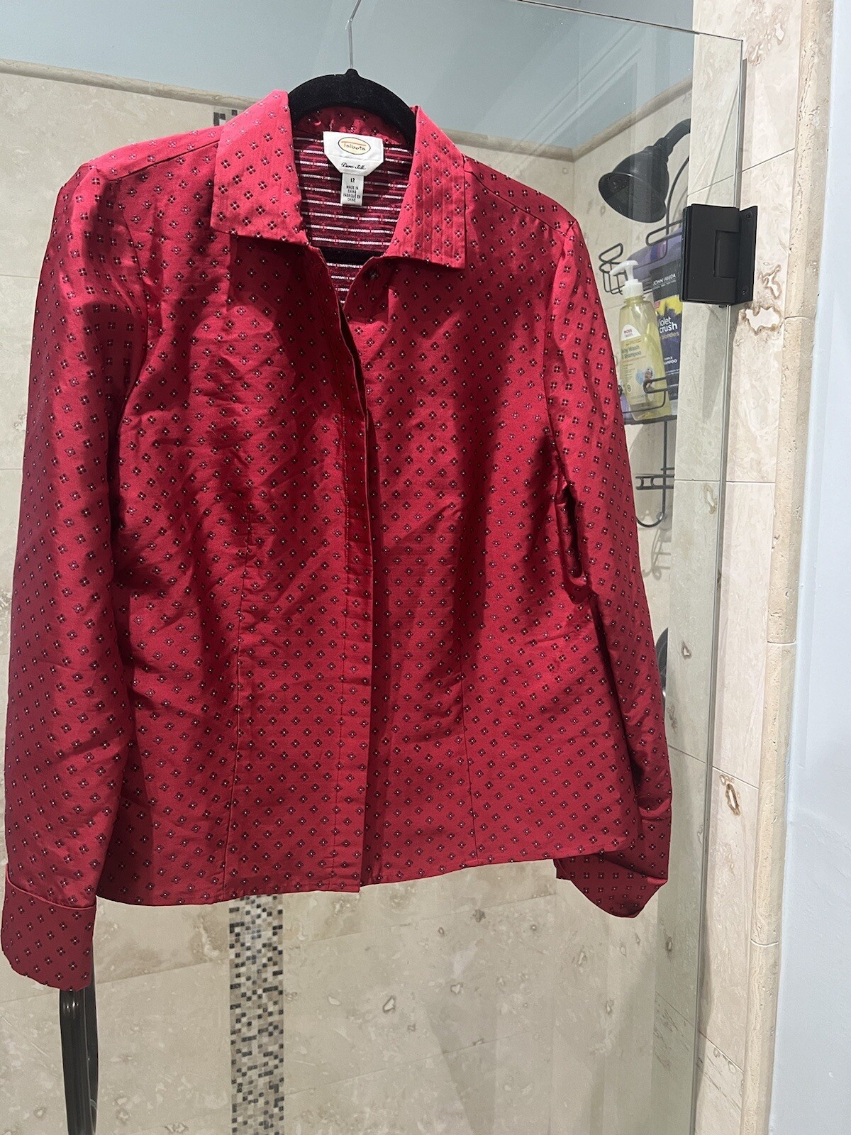 Talbots White Multicolor Button Down Silk Blouse … - image 1