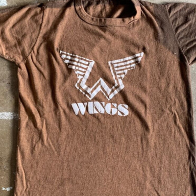 VTG Paul McCartney with WINGS band brown T-shirt Unisex All sizes 2F426