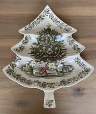 Johnson Bros Merry Christmas - 3 Part Relish Serving Dish - Tree Shaped 14"