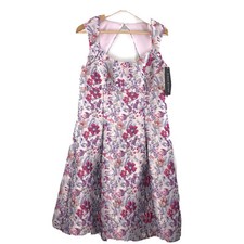 NWT Aidan Mattox Floral Lilac Jacquard Pleat Floral Dress NEW $295 Prom Dress