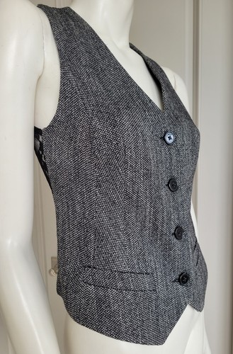 Express Grey Vest Black Lace Back Sz S 2 - Picture 4 of 9