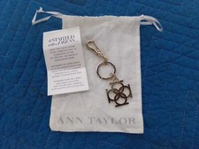 Ann Taylor Interlocking 'A's Gold Tone Keychain NEW