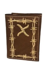 Twisted X Distressed Brown Barbed Wire Trifold Wallet