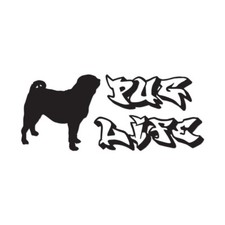 Pug Life Dog Silhouette - Decal Sticker - Multiple Colors  Sizes - ebn3693