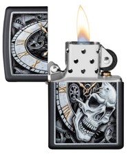 ZIPPO "SKULL CLOCK" BLACK COLOR LIGHTER ** NEW **