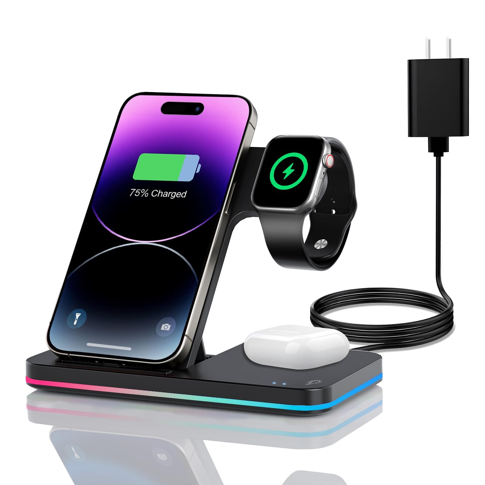 3-in-1 Wireless Charging Station for iPhone - Fast Foldable Charger Dock