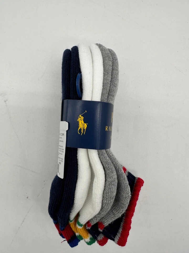 NUEVO PAQUETE DE 3 POLOS RALPH LAUREN NIÑOS PEQUEÑOS TALLA 10-13K BLANCO/AZUL/GRIS Foto 3 de 4