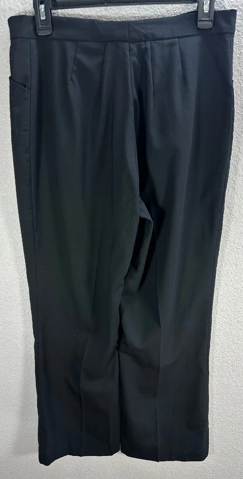 Pantalones de vestir para mujer Gunex negros de pierna ancha de lana tiro alto hechos en Italia talla 12 Foto 4 de 4