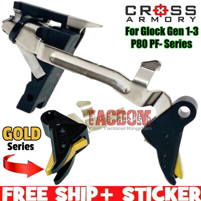 CROSS ARMORY USA ''Drop-In'' Trigger for GL0CK GEN 1 2 3 - 3.5lb PULL - BLACK GOLD