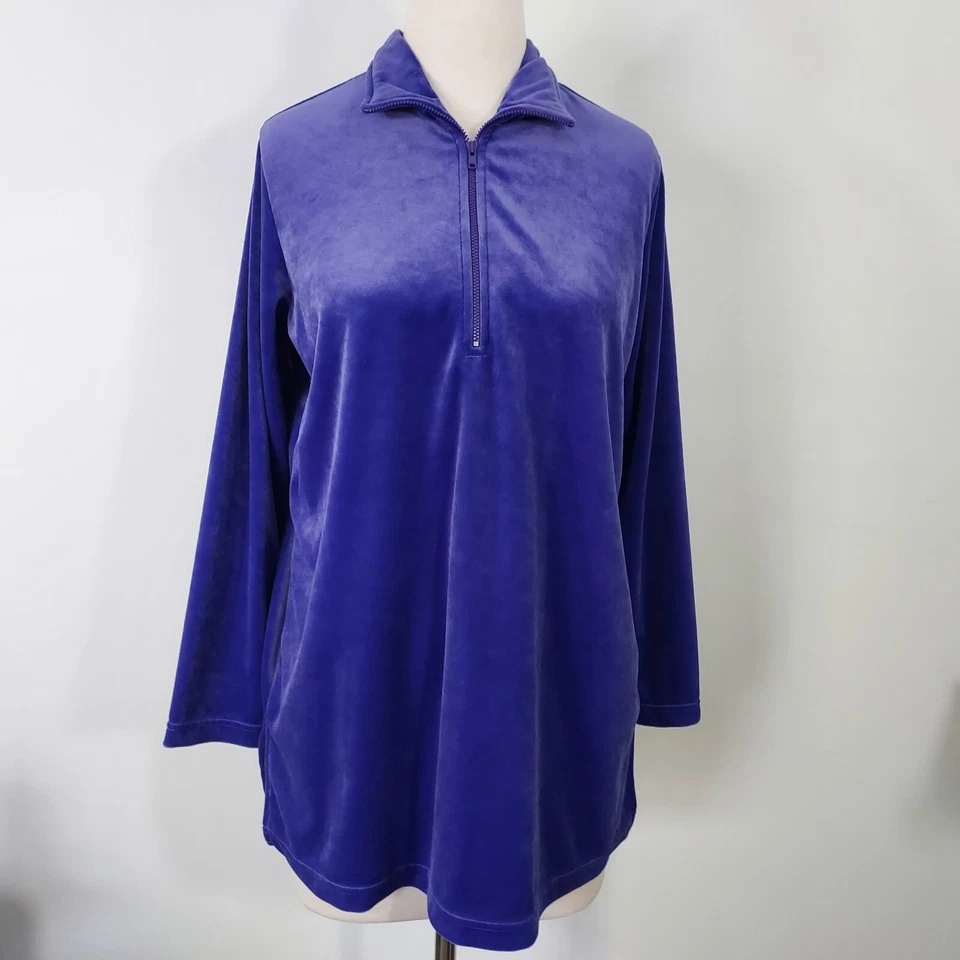 Chaqueta de chándal All American Comfort 1/4 cremallera terciopelo terciopelo para mujer mediana Y2K Foto 2 de 4