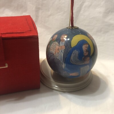 Inside Hand Painted Glass Christmas Ornament - Nativity Scene with ...