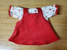 RED CORDUROY CORD JUMPER+CHERRY CHERRIES BLOUSE for 16" CPK Cabbage Patch Kids