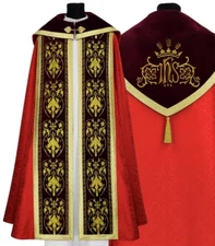 Red Gothic Cope with stole K557-AC25h2p Vestment Capa pluvial Roja Piviale Rosso