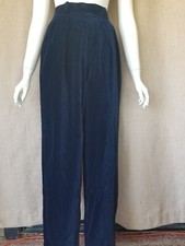 1980's YVES SAINT LAURENT RIVE GAUCHE Blue Velvet trousers Womens Vintage Pants