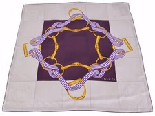 NWT GUCCI SILK INTERLOCKING GG TWILL SQUARE NECK SCARF MADE IN ITALY