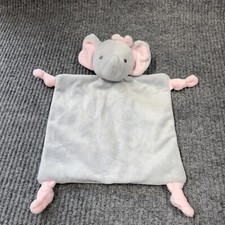 Dan Dee Baby Lovey Security Blanket Elephant Plush Gray Bow Rattle Embroidered