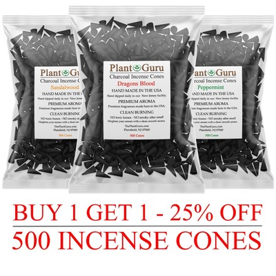 500 Charcoal Incense Cones 1'' TOPFLOW Bulk Wholesale Handmade For Burner, Holder