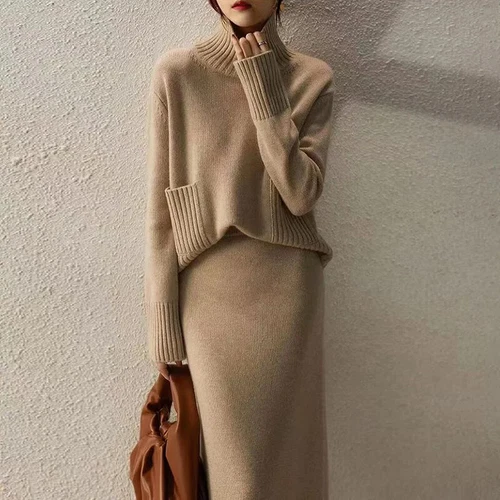 Autumn suit skirt 2 piece skirt set women winter sweater 2 piece outfit Sweater - Picture 27 of 28
